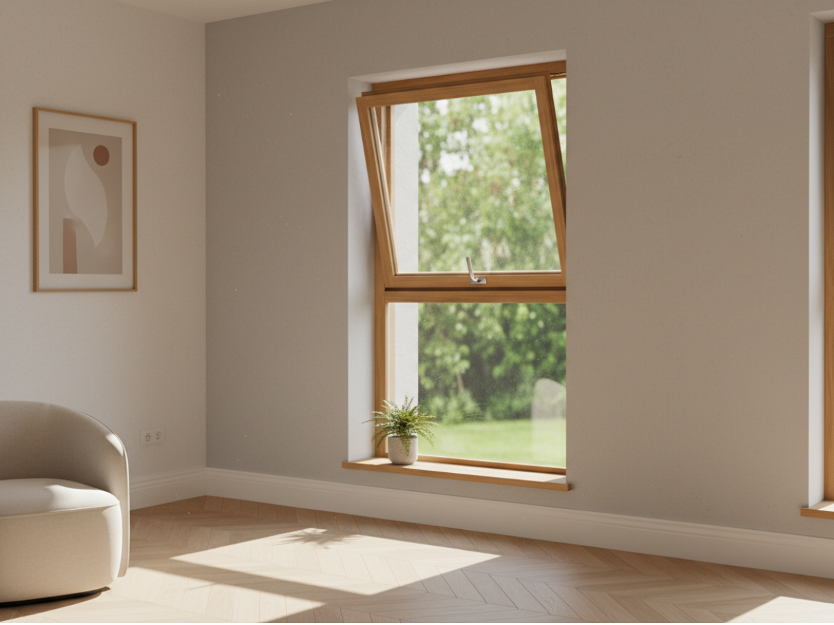 Holz-Kippfenster mit Unterlicht im wohnzimmer