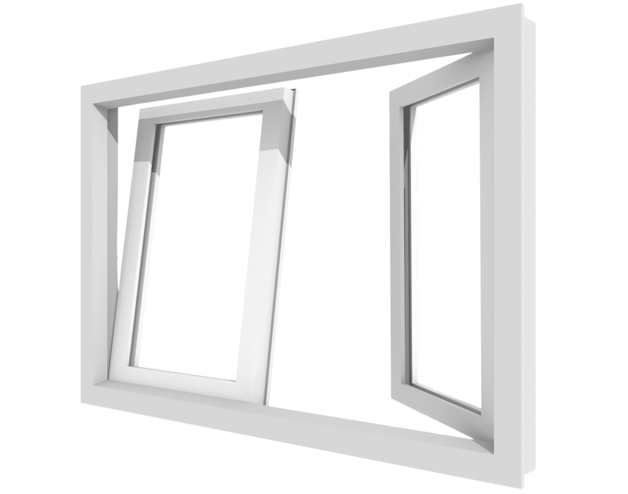 Kunststofffenster weiß aus Kunststoff, zweiflügelig mit Kipp- und Drehfunktion, modernes Design