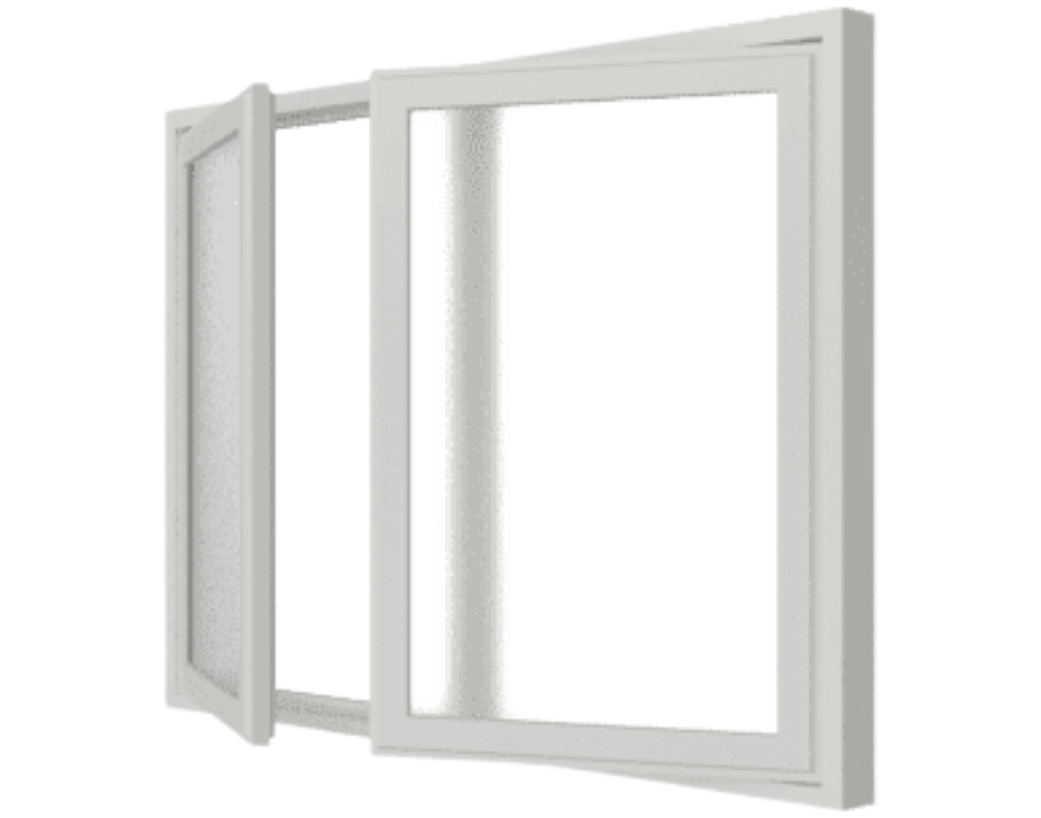 Kunststofffenster weiß Kunststoff einflügelig geöffnet mit großer Glasfläche, modern