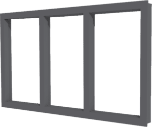 Dreiteilig festverglastes Aluminium mit horiozontaler Teilung
